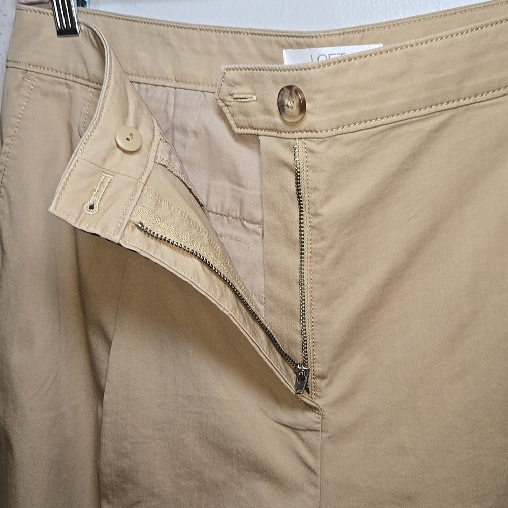 Loft Coin Pocket Pleated Wide Leg Twill Chino Khaki Pocket Pants New With Tag - Picture 9 of 12